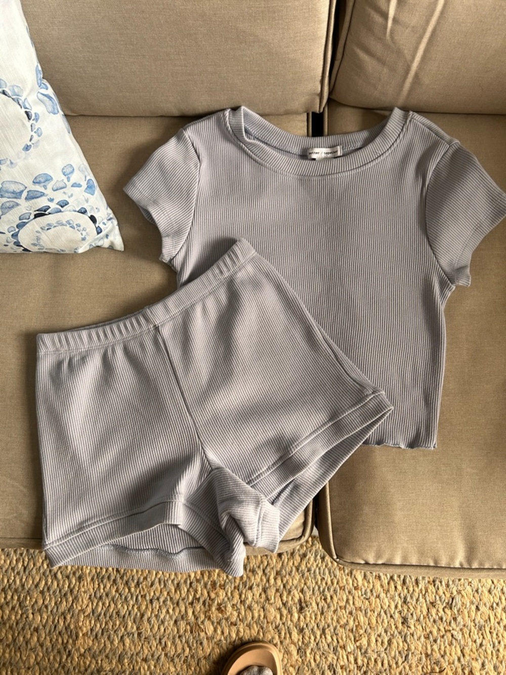 Women’s Ribbed Lounge Set - Light purple